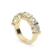 2 Carat Yellow Gold Round Cut Diamond Anniversary Ring/Band With Bar Channel Setting